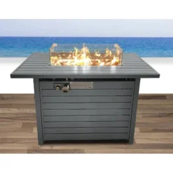 42" W X 25" H Steel Propane Fire Pit Table With Lid -House Furnish World GUEST 5ecbb347 a803 4d50 a3b0 a34106eeda29