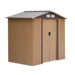 Outsunny 7' X 4' Outdoor Storage Shed, Garden Tool House With Foundation, 4 Vents And 2 Easy Sliding Doors For Backyard, Patio, Garage, Lawn, Yellow -House Furnish World GUEST 5f1b5dd2 4146 429d bca3 6de3ab4f9fc3