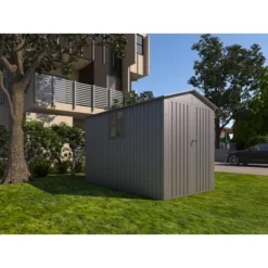 Motorcycle Outdoor Steel Storage Shed With Window ,tracks And Fixtures,Grey -House Furnish World GUEST 5f60d149 744b 4d60 a240 51b1d30fb294