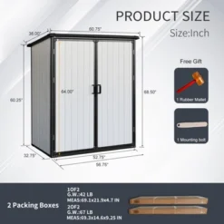 5x3FT Outdoor Storage Shed Waterproof Resin Cabinet With Lockable Doors For Bikes And Patio Furniture -House Furnish World GUEST 604c45a5 89a1 4f56 a28a cb400bf46a0d