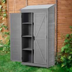 Outdoor Storage Cabinet And Metal Top,Garden Storage Shed,Outdoor 68 Inches Wood Tall Shed For Yard And Patio -House Furnish World GUEST 60a388e7 fe1a 4aff b5fc 44228ec56b9a