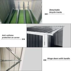 Bicycle Outdoor Steel Storage Shed ,Stores 4 Bikes,Grey -House Furnish World GUEST 620068de 0f08 4af4 915a 243b9f1dfeb0