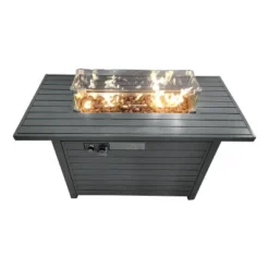42" W X 25" H Steel Propane Fire Pit Table With Lid
