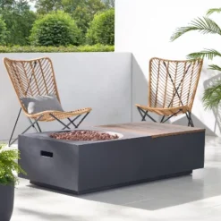 Outdoor 50,000 BTU Lightweight Concrete Rectangular Fire Pit Table With Storage, Dark Gray And Natural Brown (Tank Cover Not Included) 21 Outdoor 50,000 BTU Lightweight Concrete Rectangular Fire Pit Table With Storage, Dark Gray And Natural Brown (Tank Cover Not Included) -House Furnish World GUEST 62df44a5 6fd1 4d88 bea0 584979a922f8