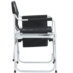 2-piece Padded Folding Outdoor Chair With Side Table And Storage Pockets,Lightweight Oversized Directors Chair For Indoor, Outdoor Camping, Black/Grey -House Furnish World GUEST 63c4bfd6 e406 4ceb aff3 f145b73dc1de