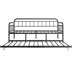 Twin Size Metal Daybed Frame With Trundle, Heavy Duty Steel Slat Support Sofa Bed Platform With Headboard, No Box Spring Needed, Black -House Furnish World GUEST 644e66e4 aabd 4882 85df d70b76ca0daa