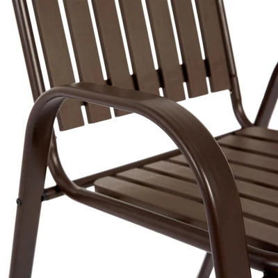 7 Pieces Patio Dining Set, Plastic Chair And Steel Table Outdoor Set, Plastic Chairs And Table Set For Garden Patio, Brown 4 7 Pieces Patio Dining Set, Plastic Chair And Steel Table Outdoor Set, Plastic Chairs And Table Set For Garden Patio, Brown - Image 4