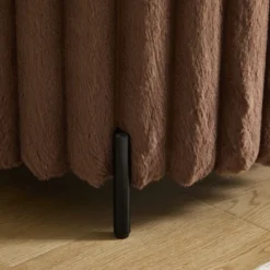 22.05"Wide Upholstered Round Pouf Ottoman Foot Rest With Black Metal Legs,Faux Fur Footstool For Living Room Bedroom Entryway. Brown -House Furnish World GUEST 674eff42 496c 4674 b36a 43b91e54c5d7