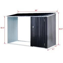 Firewood Storage Shed, Outdoor Firewood Rack, Outdoor Storage Shed With Log Holder, Firewood Shelter For Patio, Anthracite Galvanized Steel -House Furnish World GUEST 679fe9cf de48 4e3e 8da0 1ab0dd819f26