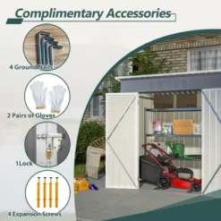 6'x4' Outdoor Metal Storage Shed For Garden Tools Lockable Door With Floor Frame -House Furnish World GUEST 67f057c2 f6d2 468e 8037 fccbfe0bdb8a