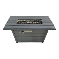 Living Source International 25'' H X 42'' W Steel Outdoor Fire Pit Table With Lid (Gray) -House Furnish World GUEST 68fec3e2 3303 493d a233 be1782414397