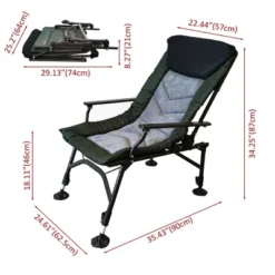 Camping Lounge Chair, Portable Folding Reclining Camping Chair With Adjustable Backrest For Indoor And Outdoor Camping Hiking Fishing,Green+black+grey -House Furnish World GUEST 68ff88fe c37f 4bde b8d1 652998003433
