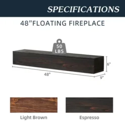 48" Rustic Wood Fireplace Mantel,Wall-Mounted & Floating Shelf For Home Decor -House Furnish World GUEST 69cf39b5 6567 4f19 aa3d 65457b4d3a4f