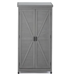 Outdoor Storage Cabinet And Metal Top,Garden Storage Shed,Outdoor 68 Inches Wood Tall Shed For Yard And Patio -House Furnish World GUEST 6ab96299 928b 4bc7 b0a7 5b4dba018d18