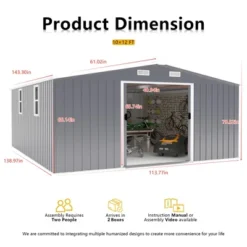 10*12ft 0.25mm Color Steel Plate, Surface Protective Film,Two Daylight Windows, Two Colors Can Be Freely Selected Storage Sheds -House Furnish World GUEST 6b57687d dfa0 4b36 bbbc 20956f56519b