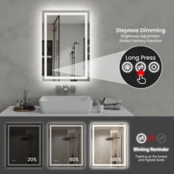 24in*36in LED Bathroom Mirror,Front-Lit And Back-Lit, Stepless Dimmable, 3 Colors CRI90+, Brightness Memory, Shatter-Proof,Anti-fog LED Vanity Mirror -House Furnish World GUEST 6b58407e 0816 4cb6 9b95 ad344d900843