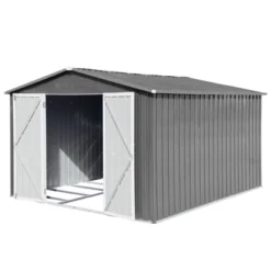 Metal Garden Sheds 8ftx10ft Outdoor Storage Sheds Grey (Old Sku:W1350S00016) -House Furnish World GUEST 6bcb9000 6576 44a5 b2f9 0cf5158ebe9c