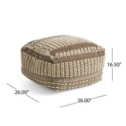 Rustic Wool And Cotton Large Pouf, Brown -House Furnish World GUEST 6be094f2 9a57 4319 a196 a0dcd1600fb8