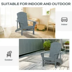 Outsunny Wooden Adirondack Chair, Outdoor Patio Lawn Chair With Cup Holder, Weather Resistant Lawn Furniture, Classic Lounge For Deck, Garden,Grey -House Furnish World GUEST 6d4769d3 1597 447b 8c37 7bca6d4e5d68