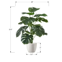 Artificial Plant, 24" Tall, Monstera, Indoor, Faux, Fake, Table, Greenery, Potted, Real Touch, Decorative, Green Leaves, White Pot -House Furnish World GUEST 6d8c9fba 92f7 477b a368 2ea3ed718a80