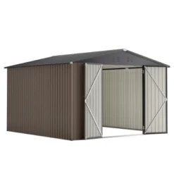 10' X 10' Metal Storage Shed For Ourdoor, Steel Yard Shed With Design Of Lockable Doors, Utility And Tool Storage For Garden, Backyard,Outside Use -House Furnish World GUEST 6df27774 ec72 496e 96a8 078be5bb1475