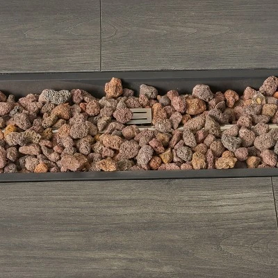 56" Outdoor 50,000 BTU Rectangular MgO Concrete Propane Fire Pit, Grey Wood Pattern (Tank Cover Not Included) 15 56" Outdoor 50,000 BTU Rectangular MgO Concrete Propane Fire Pit, Grey Wood Pattern (Tank Cover Not Included) - Image 15