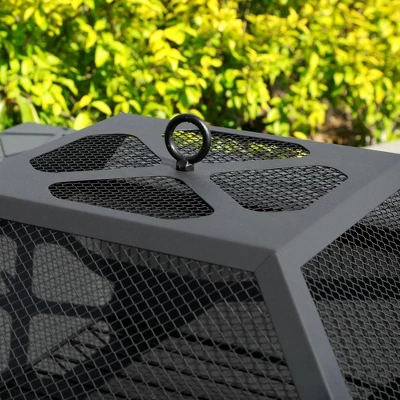 Fire Pit Table 32in Square Metal Firepit Stove Backyard Patio Garden Fireplace For Camping, Outdoor Heating, Bonfire And Picnic 4 Fire Pit Table 32in Square Metal Firepit Stove Backyard Patio Garden Fireplace For Camping, Outdoor Heating, Bonfire And Picnic - Image 4