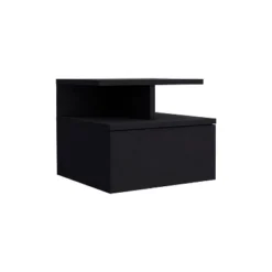 Floating Nightstand 12"H, Wall Mounted With Single Drawer And 2-Tier Shelf, Black -House Furnish World GUEST 703ae877 6850 4f53 8a1d 9e9b299d2c25