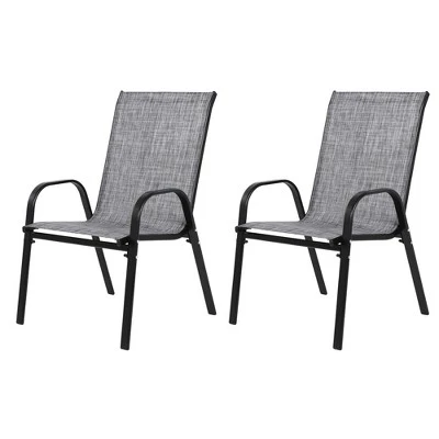 2 Piece Patio Chairs,Outdoor Camping Chairs With Breathable Textilene Fabric,Set Of 2 Chairs With Armrest High Backrest For Garden,Space Saving( Grey) 5 2 Piece Patio Chairs,Outdoor Camping Chairs With Breathable Textilene Fabric,Set Of 2 Chairs With Armrest High Backrest For Garden,Space Saving( Grey) - Image 5