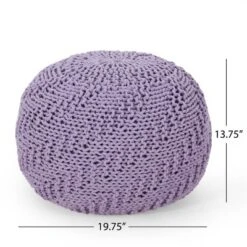 Bordeaux Knitted Cotton Round Pouf, Lavender -House Furnish World GUEST 71284255 f435 4e81 b40d b592ab34efb8