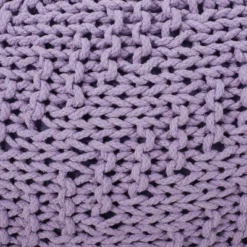 Bordeaux Knitted Cotton Round Pouf, Lavender -House Furnish World GUEST 71796461 5b89 42a9 8a5f a1d55362dfa9