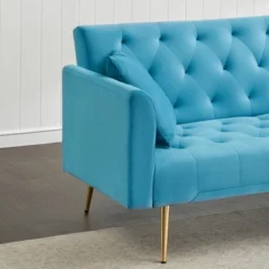 71 Inch Convertible Love Seat Sofa, American Retro, Light Blue Polyester, Suitable For Small Living Room, Bedroom, Office -House Furnish World GUEST 72262612 7cff 490e b45d e7080c8c4c9d