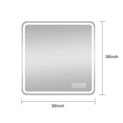 36*36in LED Bathroom Mirror, Anti-Explosion Glass, Rust-Resistant, Anti-Fog Features, Tri-Color Changing, Ideal For All Bathroom Decors -House Furnish World GUEST 73d676e7 b506 4da7 aa68 1991b261ada8
