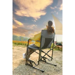Outdoor Freestyle Rocker Camping Chair Portable Folding Rocking Chair With Solid, Durable Armrests, Drink Holder & Comfortable Backrest -Grey -House Furnish World GUEST 742bbd3f da9e 47f5 bf2c ce68cd24010d