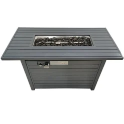 25'' H X 42'' W Steel Propane Outdoor Fire Pit Table With Lid (Grey) -House Furnish World GUEST 7504ded8 3a76 4d3c b0d1 cead445bc019