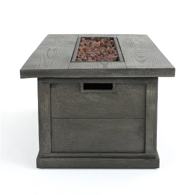 56" Outdoor 50,000 BTU Rectangular MgO Concrete Propane Fire Pit, Grey Wood Pattern (Tank Cover Not Included) 9 56" Outdoor 50,000 BTU Rectangular MgO Concrete Propane Fire Pit, Grey Wood Pattern (Tank Cover Not Included) - Image 9