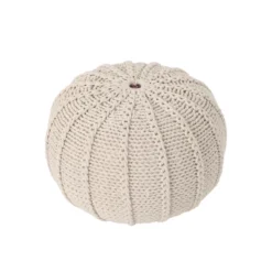 Bordeaux Knitted Cotton Round Pouf, Beige -House Furnish World GUEST 75d2c39e f95a 419d 9aa7 5c82e1da63d8
