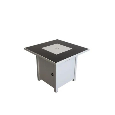 30" Metal Fire Pit With Powder-Coated Finish And Smoked Glass Top 2 30" Metal Fire Pit With Powder-Coated Finish And Smoked Glass Top - Image 2