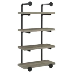 Black And Grey Driftwood Metal 24-inch Wall Shelf -House Furnish World GUEST 7a03b9b4 54c3 4614 a28d 1279b40e2cd0