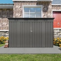 4 X 9 FT Outdoor Storage Shed, Metal Garden Shed Tool House With Sloping Roof,6 Vents And 2 Swing Doors For Backyard, Garden,Patio, Garage, Lawn, Gray -House Furnish World GUEST 7a6d2486 ff88 487f b120 2d068c17bc82