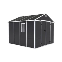 8*8ft Resin Storage Shed, High Quality Pp Material, Strong Structure, Waterproof, Rust And UV Proof, Large Storage Space,12mm Thick Pp Board,Dark Gray -House Furnish World GUEST 7ba54ca4 1988 4d17 9ec3 219321c1a001