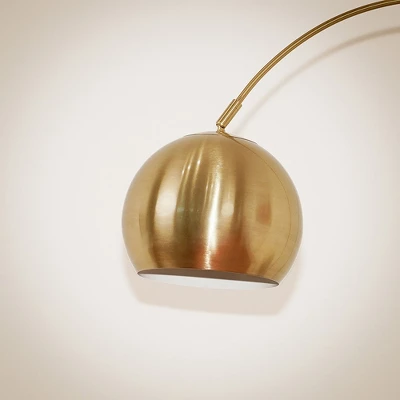 Oasis Long Arm Gold Brass Adjustable Floor Lamp With Round White Marble Base 4 Oasis Long Arm Gold Brass Adjustable Floor Lamp With Round White Marble Base - Image 4