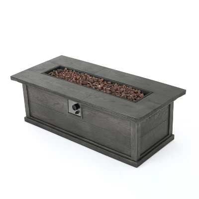 56" Outdoor 50,000 BTU Rectangular MgO Concrete Propane Fire Pit, Grey Wood Pattern (Tank Cover Not Included) 8 56" Outdoor 50,000 BTU Rectangular MgO Concrete Propane Fire Pit, Grey Wood Pattern (Tank Cover Not Included) - Image 8