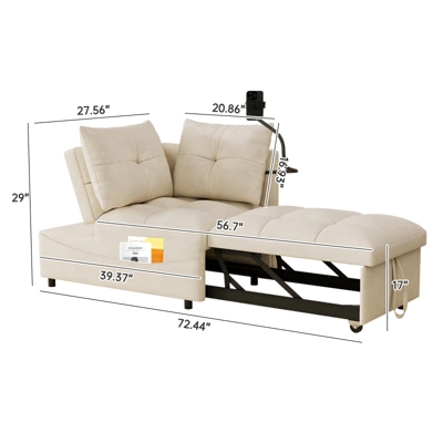 Foldable Sofa Bed In 3 Lengths, Modern Sofa Sofa Sofa Polyester Polyesterll-out Bed, Loveseat Sofa Adjustable Back And With USB Port And Phone Stand 8 Foldable Sofa Bed In 3 Lengths, Modern Sofa Sofa Sofa Polyester Polyesterll-out Bed, Loveseat Sofa Adjustable Back And With USB Port And Phone Stand - Image 8