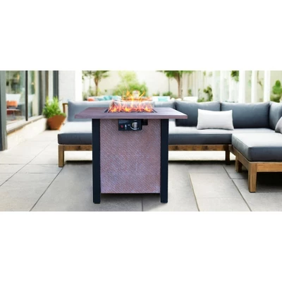 25" H Outdoor Patio Propane Gas Fire Pit Table - 50,000 BTU High-temperature-resistant Carving Process For Of Rattan Weaving Grain 11 25" H Outdoor Patio Propane Gas Fire Pit Table - 50,000 BTU High-temperature-resistant Carving Process For Of Rattan Weaving Grain - Image 11