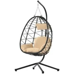 Egg Chair With Stand Indoor Outdoor Swing Chair Patio Wicker Hanging Egg Chair Hanging Basket Chair Hammock Chair With Stand For Bedroom Room Balcony -House Furnish World GUEST 7e77610f caad 47b5 b7dd 1ec270836f5e
