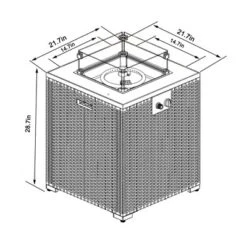 22" Propane Gas Fire Pit Table, 40000 BTU Square Steel Fire Pit With Beautiful Wicker Base For Outside Patio Deck Garden Backyard-Black -House Furnish World GUEST 7ff39ea3 fadf 4925 bcb6 f916a6559945