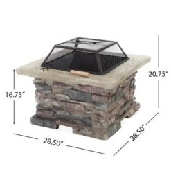 28" MGO Wood Burning Outdoor Fire Pit With Lid - Natural Stone 12 28" MGO Wood Burning Outdoor Fire Pit With Lid - Natural Stone -House Furnish World GUEST 800a946d 8cdb 490e 88e0 d73e11540300