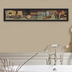 "Country Bath Shelf" By Pam Britton, Printed Wall Art, Ready To Hang Framed Poster, Black Frame -House Furnish World GUEST 818f42cf 26c1 41e6 ac95 f3b453553dc7