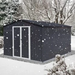 Metal Garden Sheds 12ft¡Á10ft Outdoor Storage Sheds Dark-grey -House Furnish World GUEST 82cd6451 ee80 4c1d 9032 beb699708efb